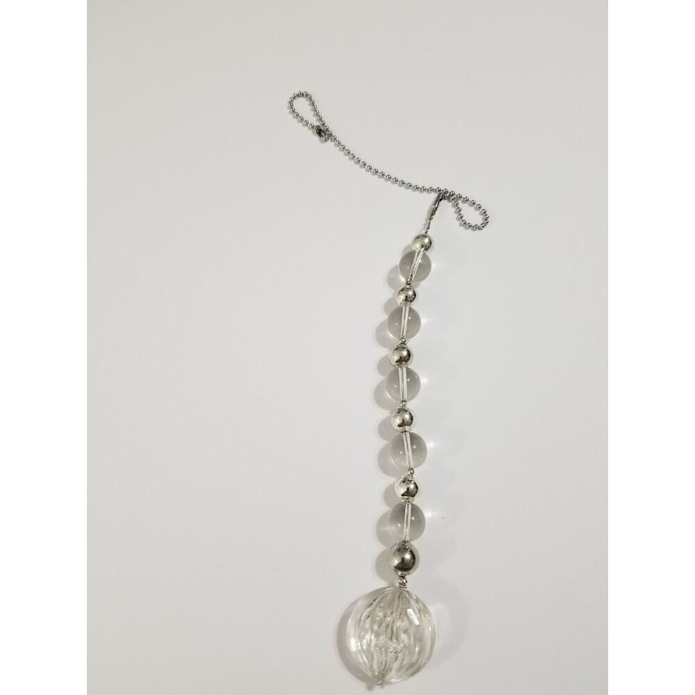 New ceiling fan/light chain pull silver chain clear acrylic/glass f21*